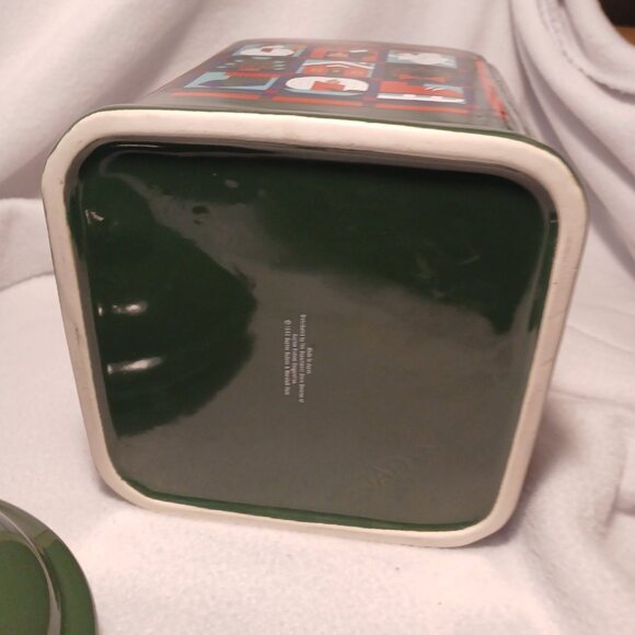 Dayton Hudson Green Christmas Cookie Jar Quilt Blocks Vintage Ceramic 9 3/4" - Picture 8 of 12